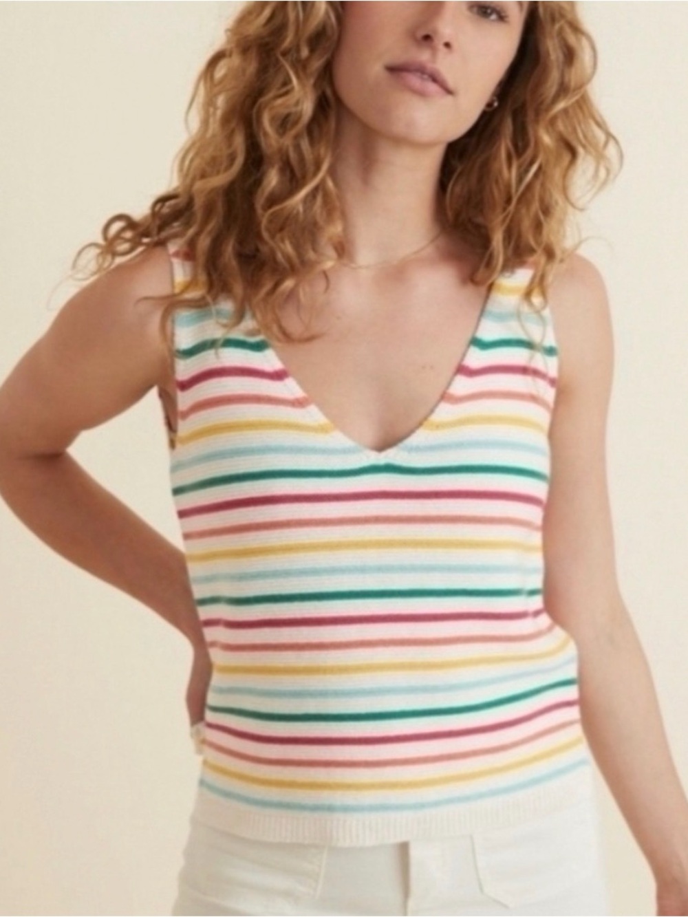 Marine Layer Finley Rainbow Stripe Knit Tank Small